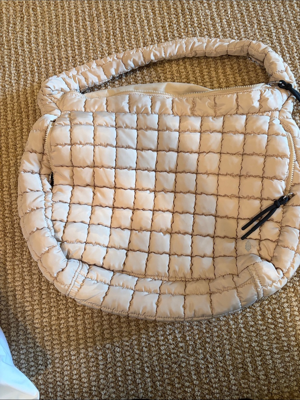 Free People Quilted Puffer Shoulder Bag in Light Beige
